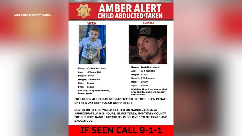 Amber Alert Issued: 4-Year-Old Boy Taken in Monterey County